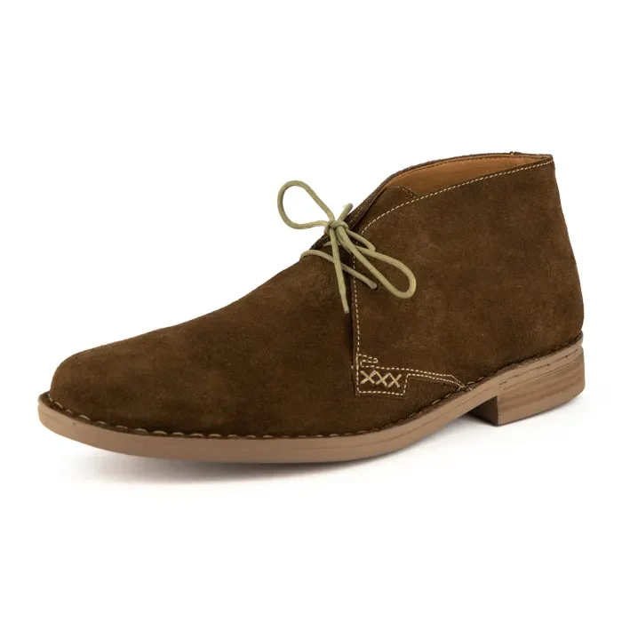 Ncenga : Mens Leather Desert Boot in Taupe Suede - Image 3