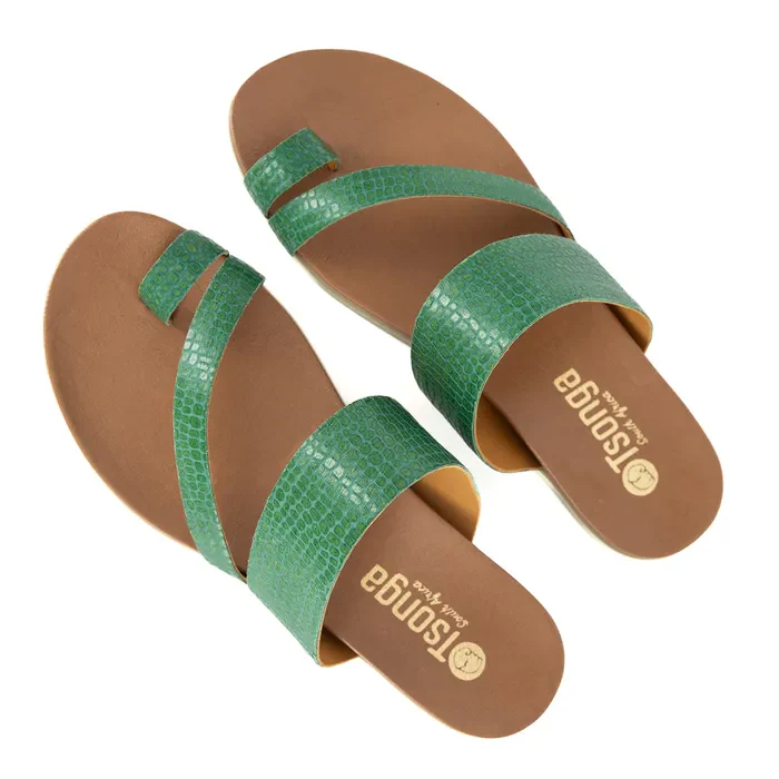 Ningizimu : Ladies Leather Sandal in Golf - Image 4