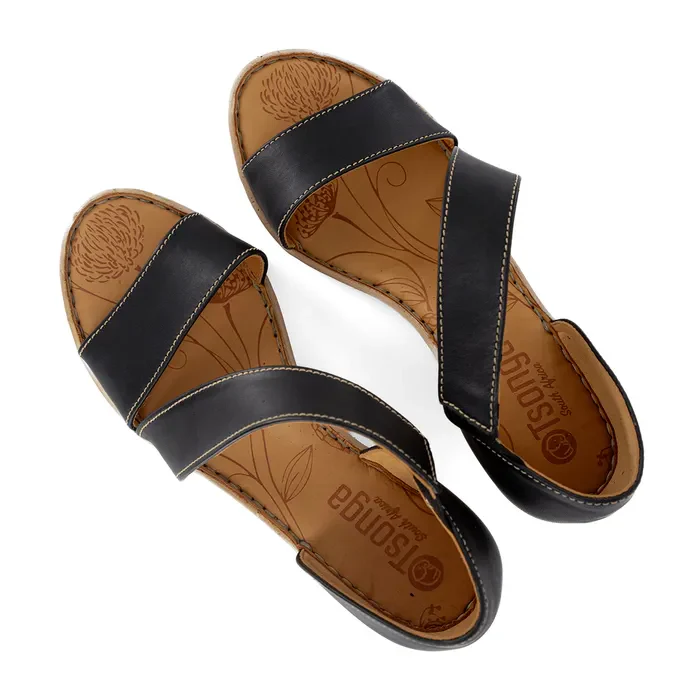 Nompempe : Ladies Leather High-Heel Sandal in Black - Image 4