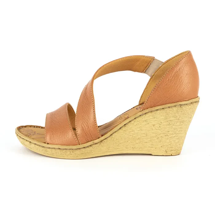 Nompempe : Ladies Leather High-Heel Sandal in Oak - Image 3