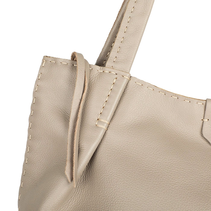 Novuka : Ladies Leather Handbag in Stone - Image 6