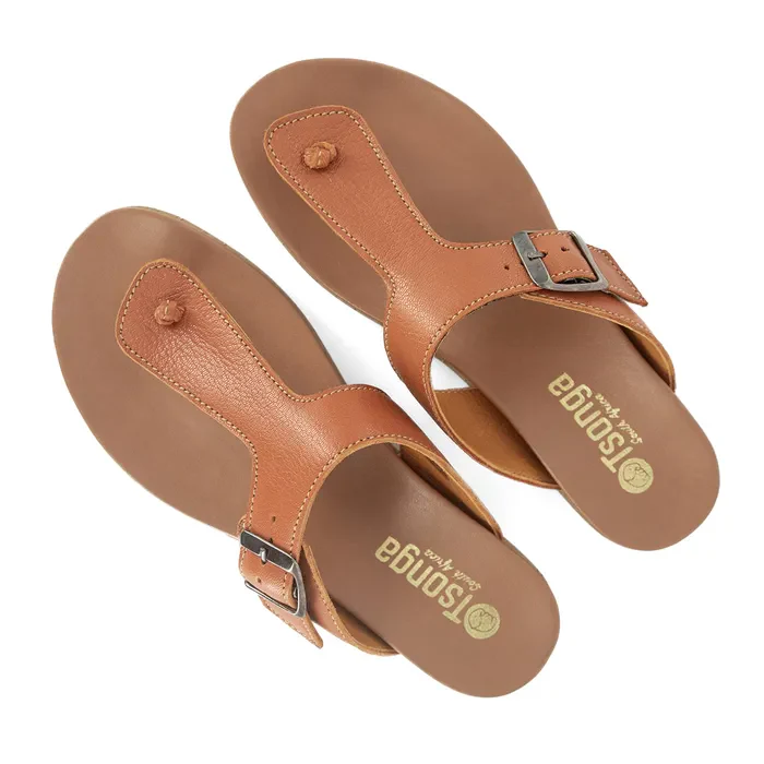Olufemi : Ladies Leather Sandal in Oak - Image 5