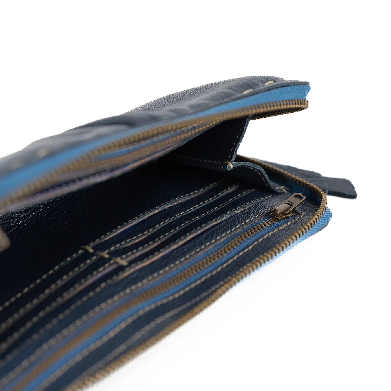 Olwethu : Ladies Leather Clutch Purse in Denim Cayak - Image 8