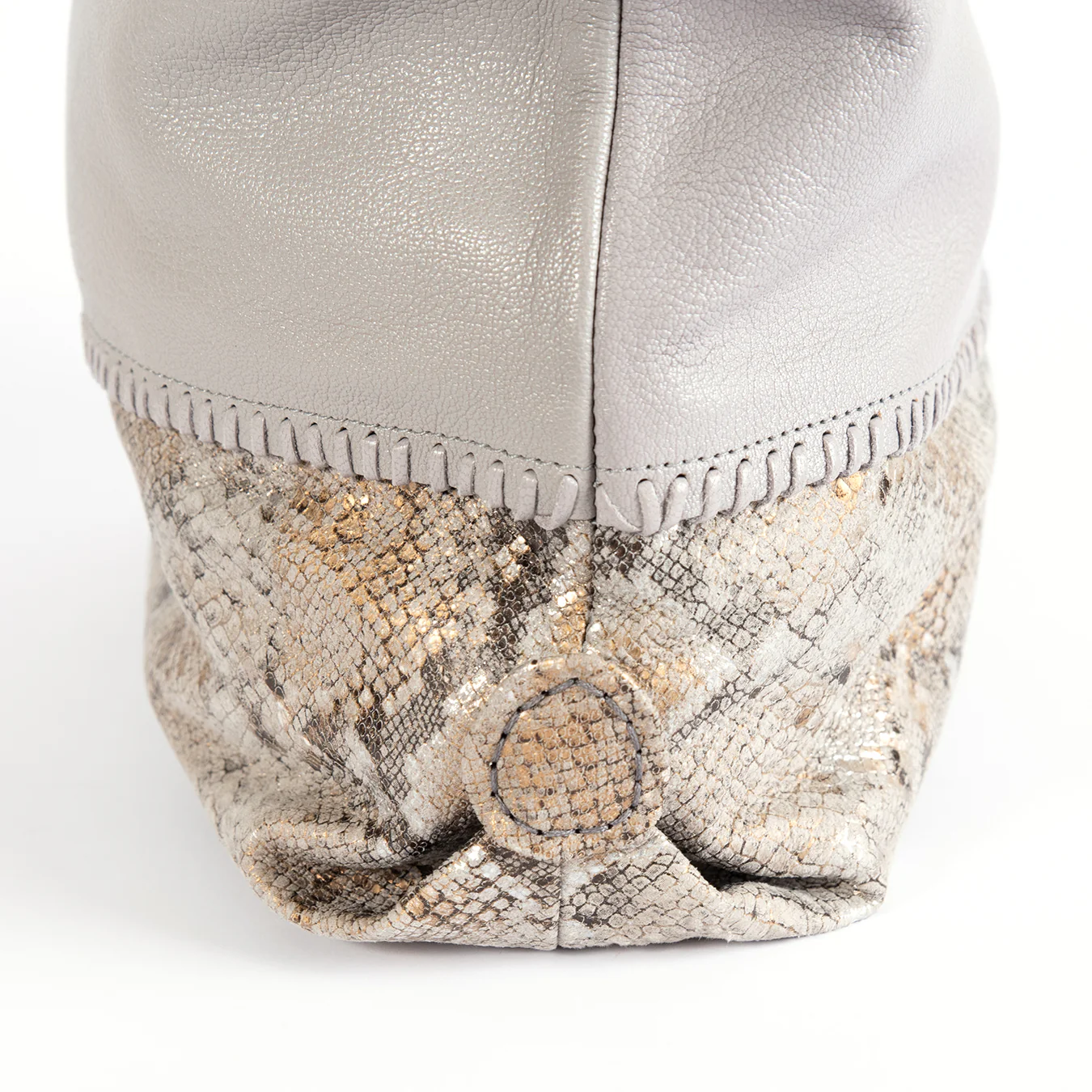 Omari : Ladies Leather Shopper Handbag in Quarry Cayak & Opal Rockafella - Image 7