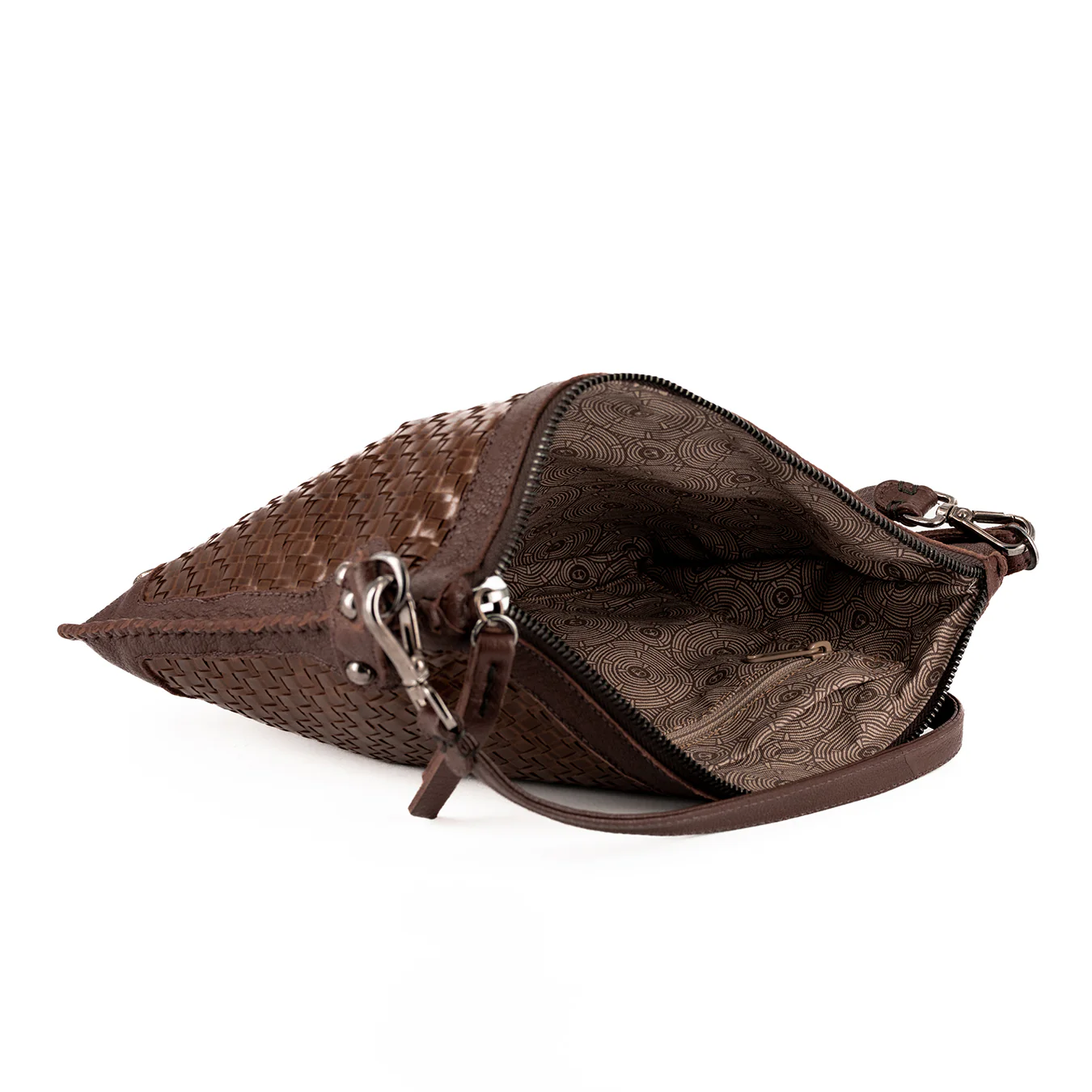 Onalo : Ladies Leather Crossbody Handbag in Choc Seneca & Cafe Cayak - Image 9