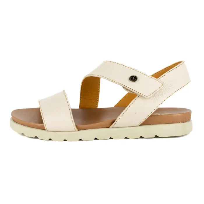 Otavi : Ladies Leather Sandal in Cream - Image 3