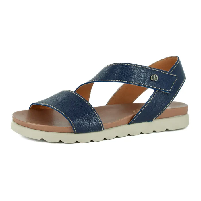 Otavi : Ladies Leather Sandal in Marine - Image 3
