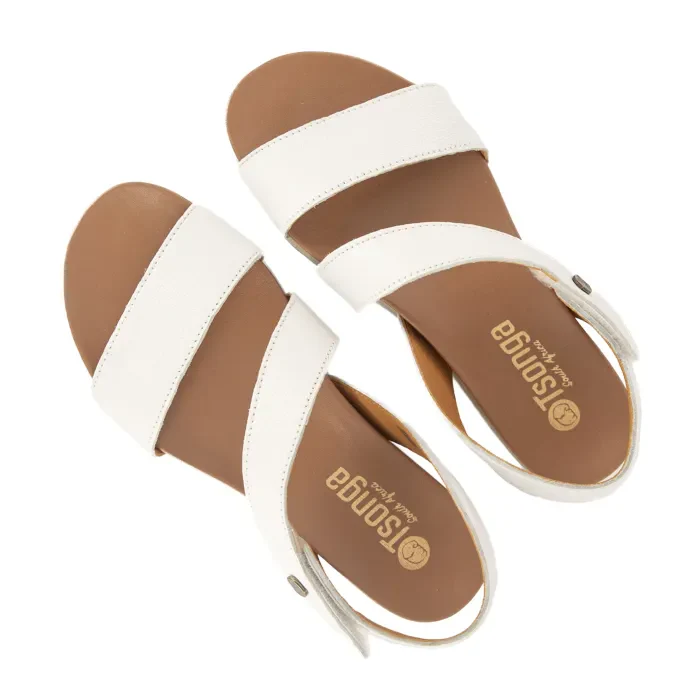 Otavi : Ladies Leather Sandal in White - Image 6