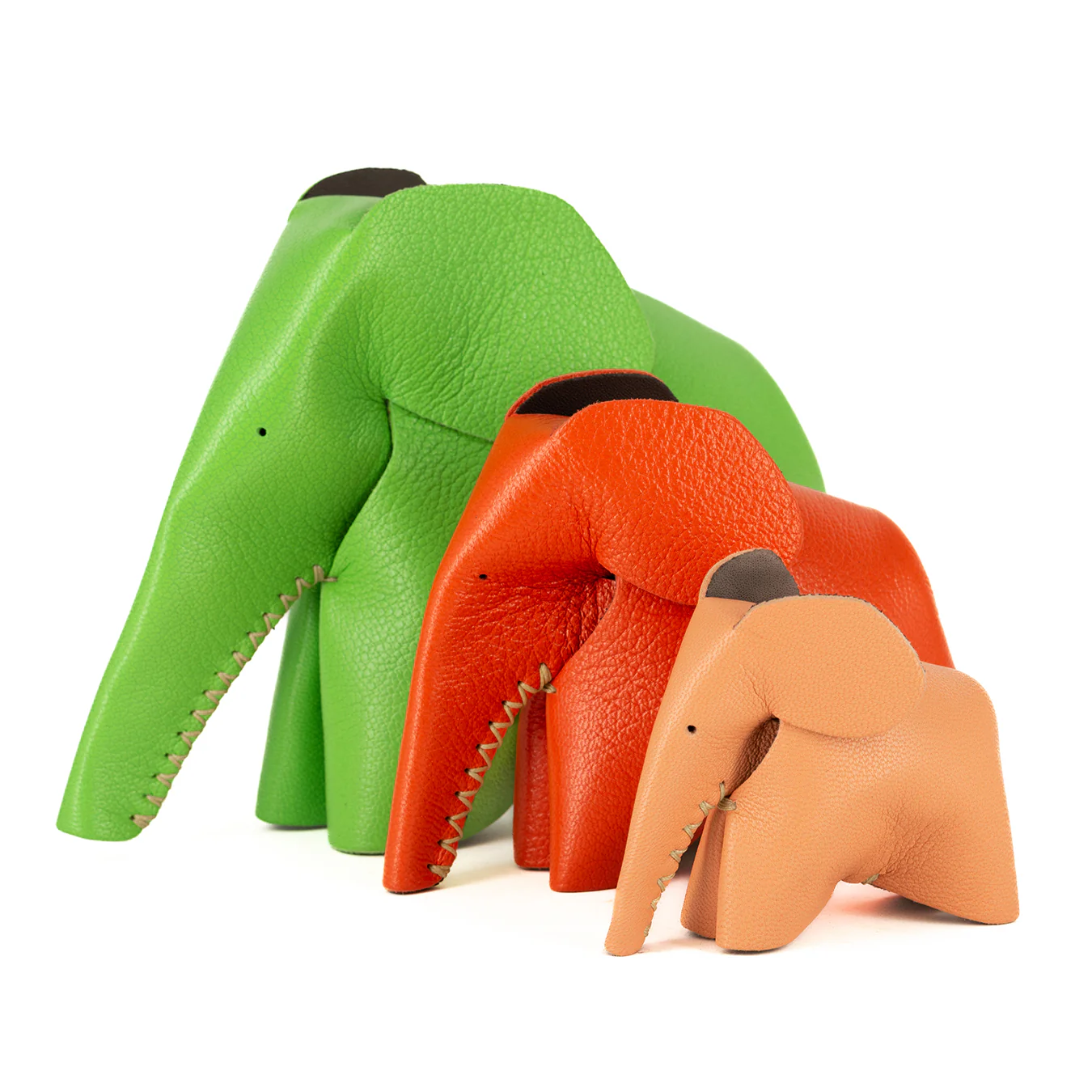 Peaches : Medium Elephant Family Accessory in Coral Leather - Image 4