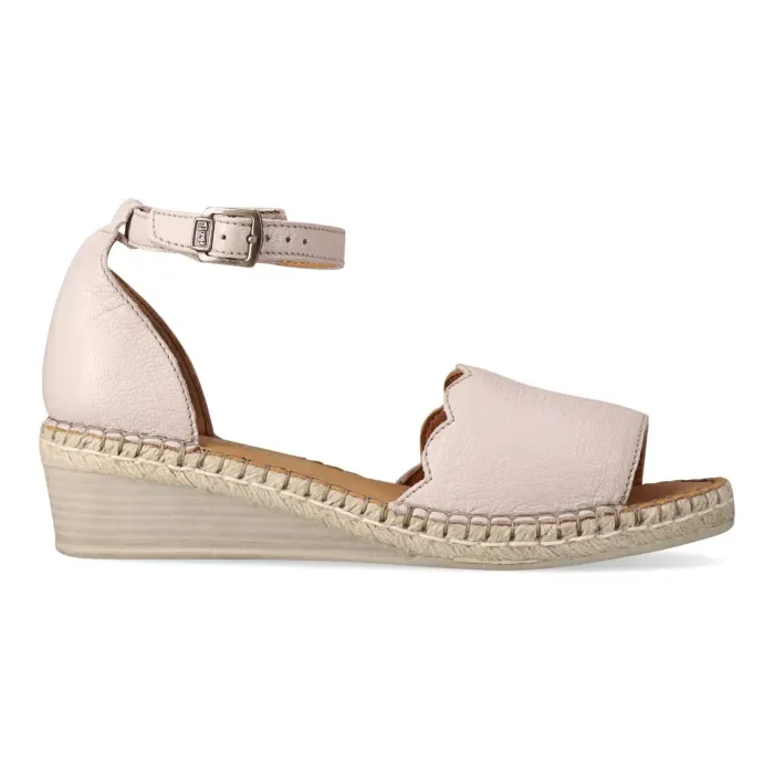 Pulika : Ladies Leather Wedge Espadrille in Cream - Image 3