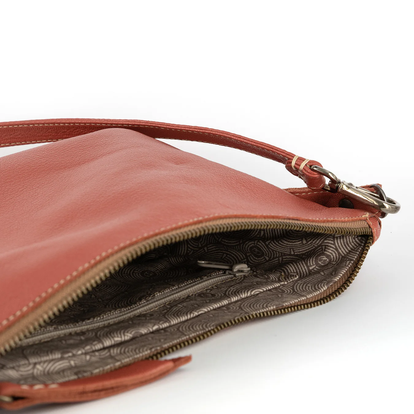 Rantu : Ladies Leather Crossbody Handbag in Burnt Orange - Image 7