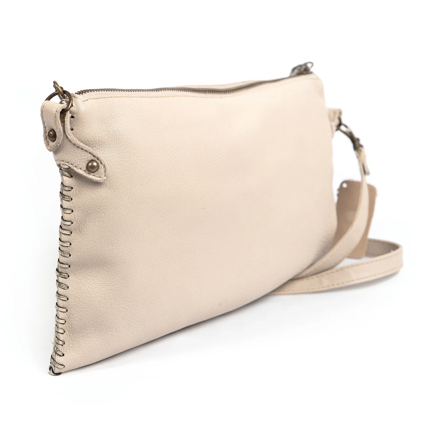 Rantu : Ladies Leather Crossbody Handbag in Cream & Platino - Image 3