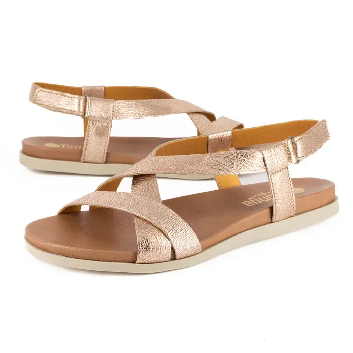 Sadani : Ladies Leather Sandal in Gold - Image 3