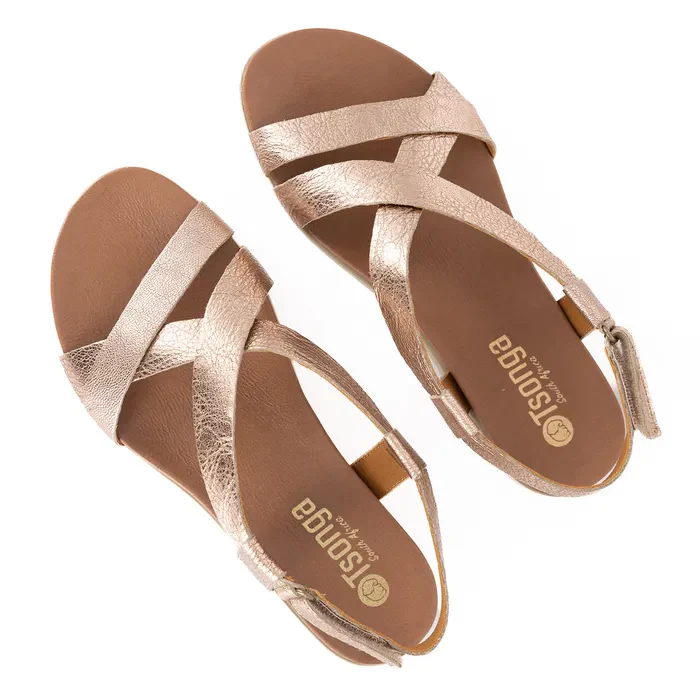 Sadani : Ladies Leather Sandal in Gold - Image 5