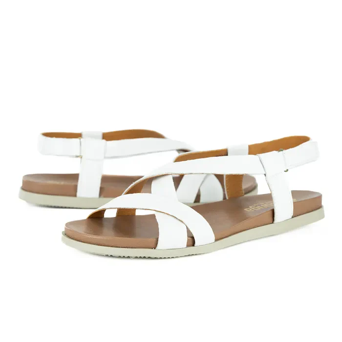 Sadani : Ladies Leather Sandal in White - Image 3