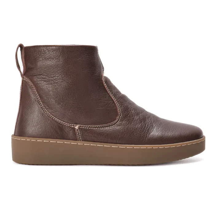 Samburu : Ladies Leather Wool-Lined Ankle Boot in Cafe - Image 3