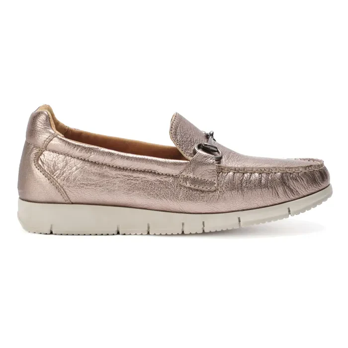 Selina : Ladies Leather Mocc in Sabbia - Image 3