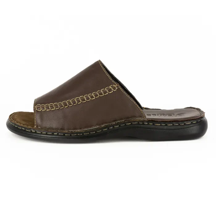 Sisika : Mens Leather Sandals in Choc Delta - Image 3