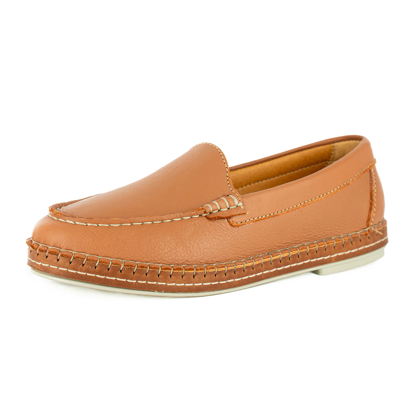 Sheshego : Ladies Leather Espadrille Shoe in Oak - Image 2