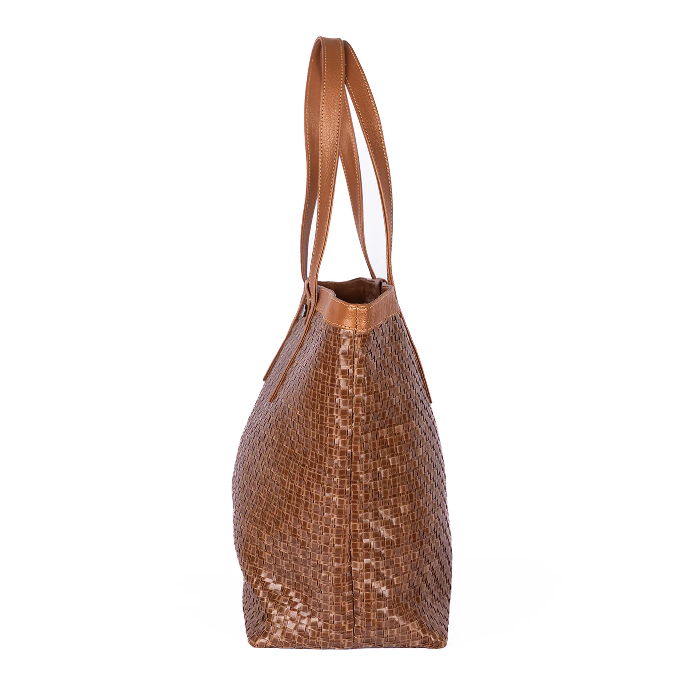 Simkhethi : Ladies Woven Leather Shopper Handbag in Cognac Seneca & Oak Cayak - Image 5