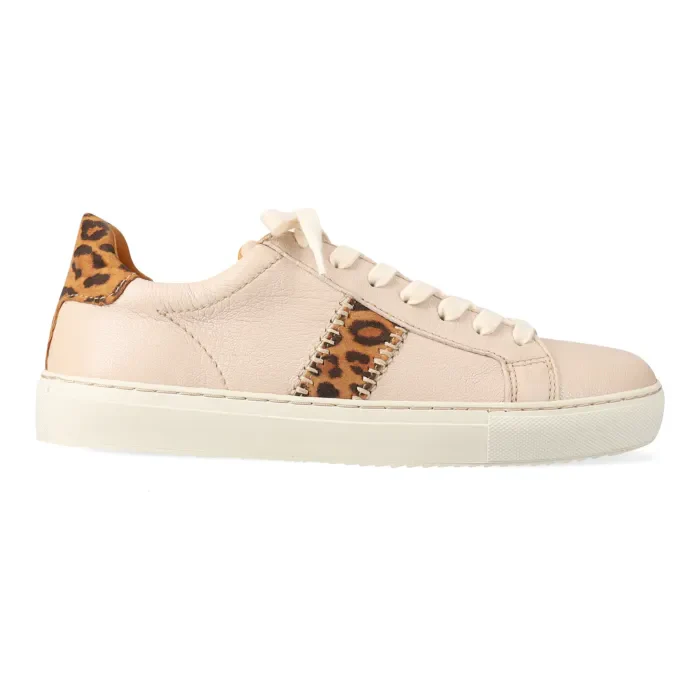 Tripoli : Ladies Leather Sneaker in Cream & Spotted Lisoto - Image 3