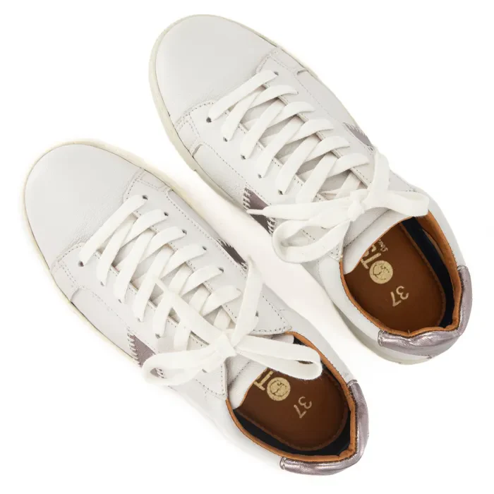Tripoli : Ladies Leather Sneaker in White & Blush - Image 5