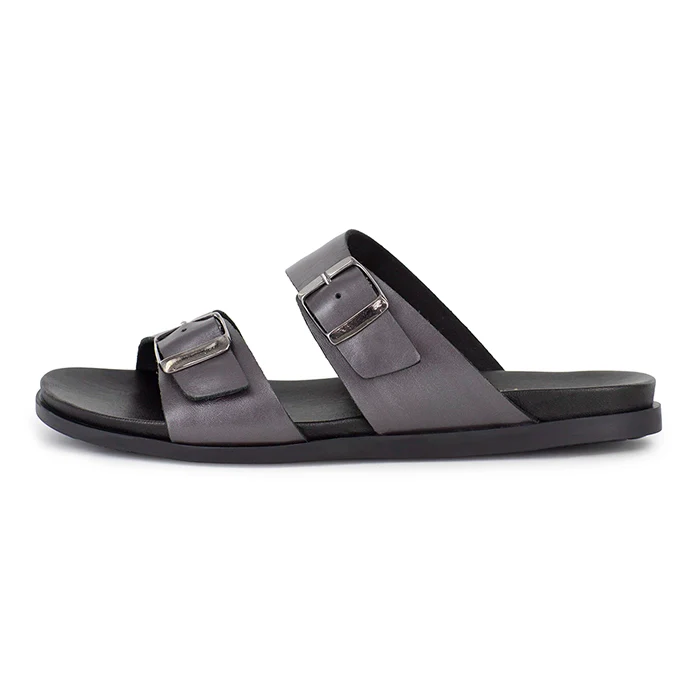 Uhuru : Ladies Leather Sandal in Silver - Image 3