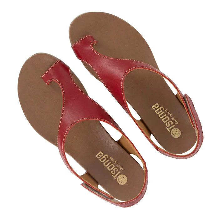 Ukumosa : Ladies Leather Sandal in Red Riga - Image 4