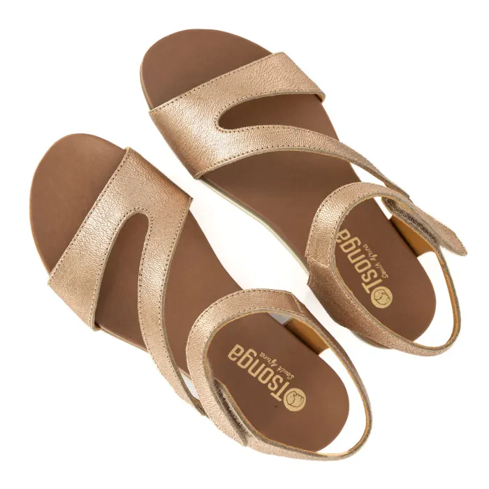 Umgodlo : Ladies Leather Sandal in Gold Metallic - Image 4