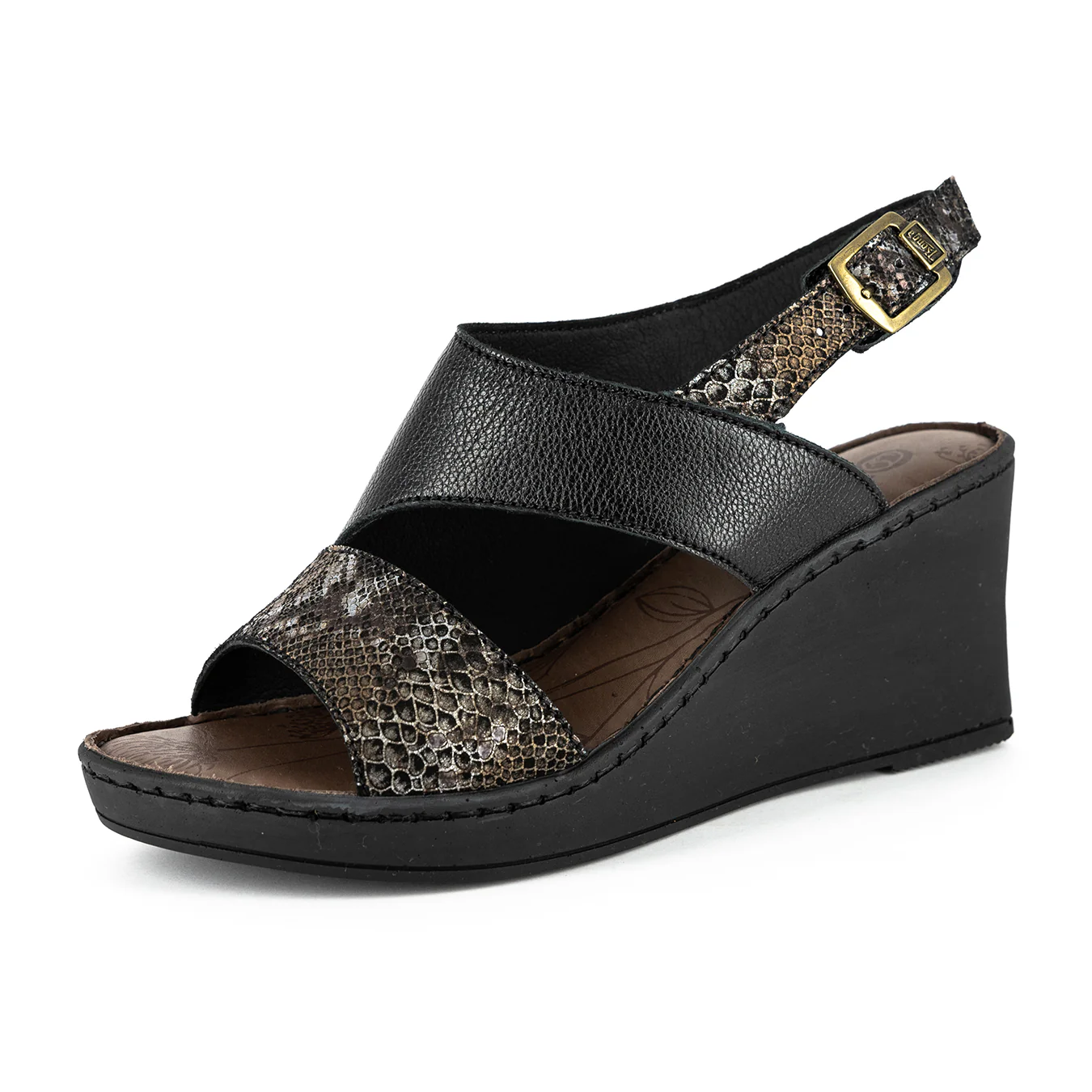 Umgwaqo : Ladies High-Heeled Leather Sandal in Black & Nero - Image 3