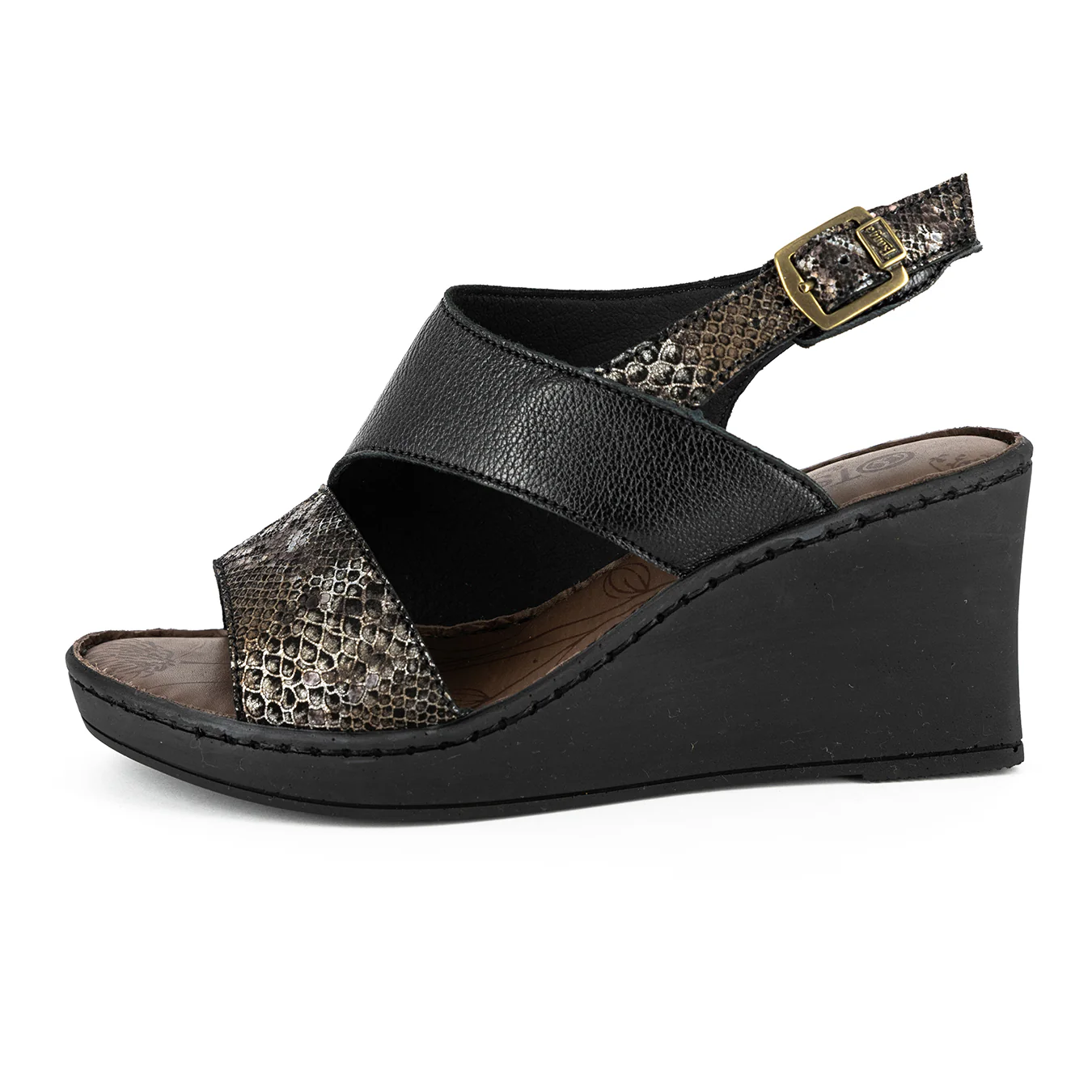 Umgwaqo : Ladies High-Heeled Leather Sandal in Black & Nero - Image 4