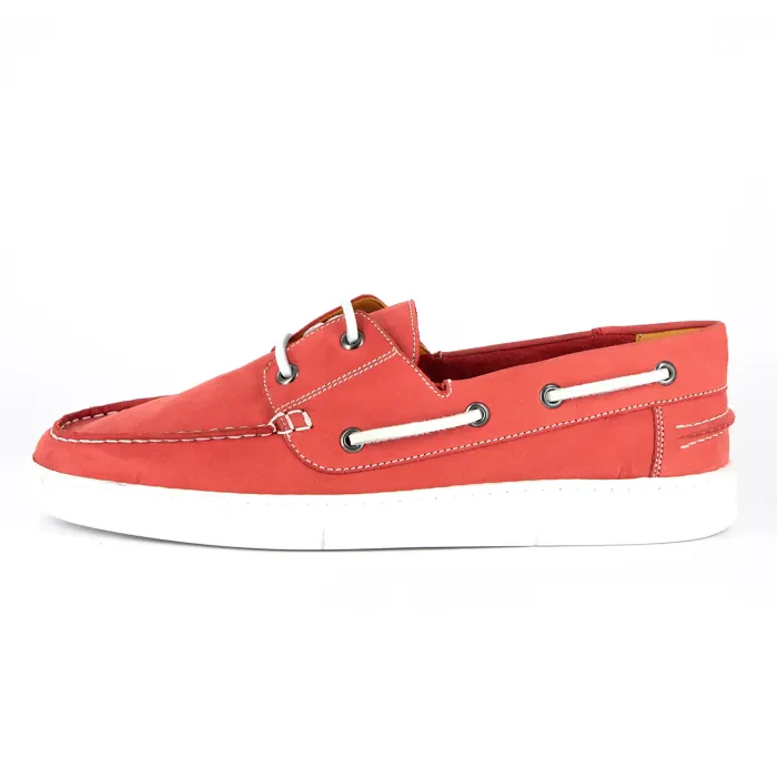 Umnyakazo : Men's Leather Boat Shoe in Red Dallas - Image 3