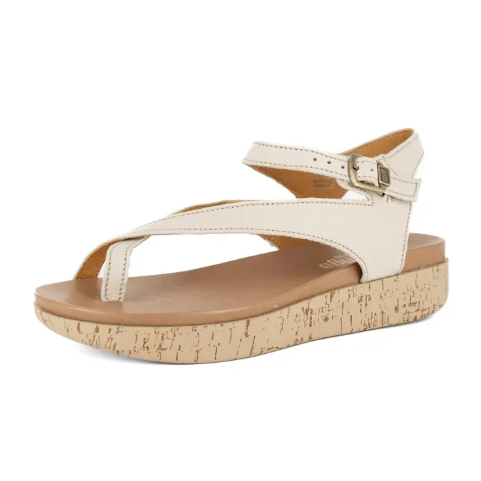 Umnyango : Ladies Leather Sandal in Cream - Image 2