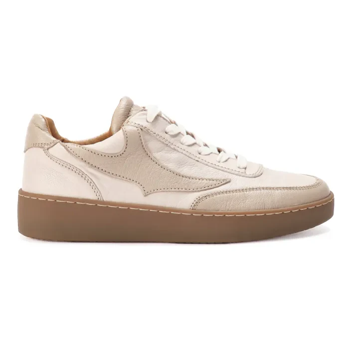 Yamou : Ladies Leather Sneaker in Cream Mantega - Image 3