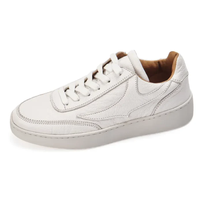 Yamou : Ladies Leather Sneaker in White - Image 2