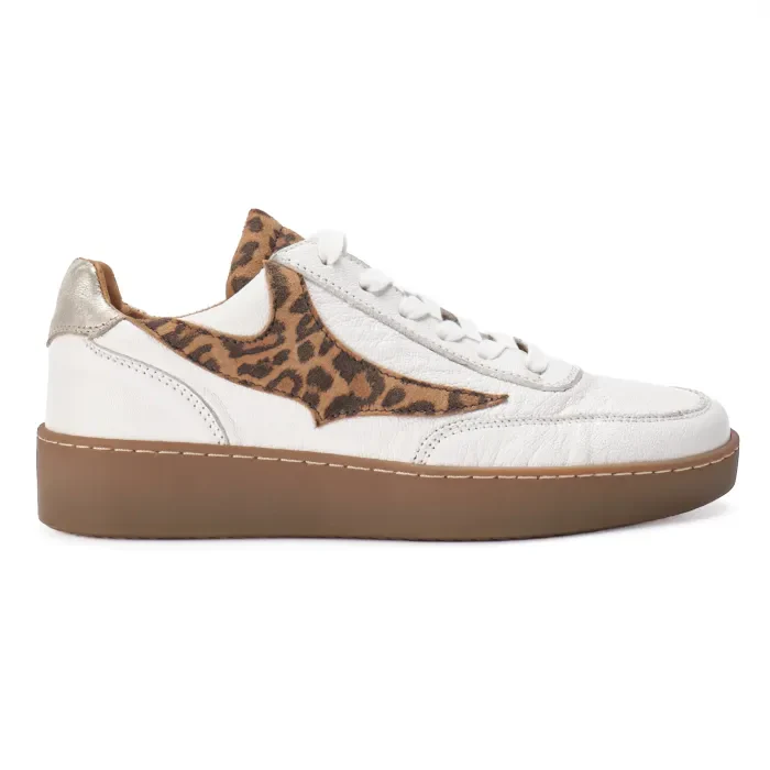 Yamou : Ladies Leather Sneaker in White Spotted Lisoto - Image 3