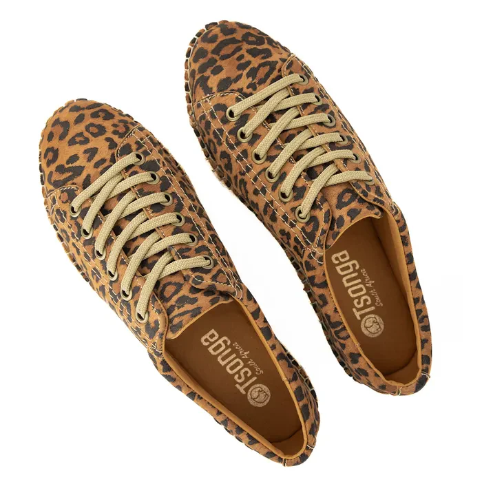 Yebo : Ladies Leather Espadrille Sneaker in Spotted Lisoto - Image 4