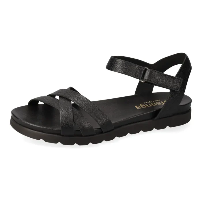 Zigoduka : Ladies Leather Sandal in Black - Image 2