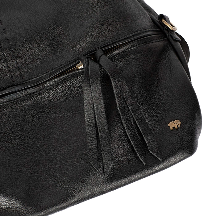 Zinande : Leather Backpack in Black Natan - Image 11