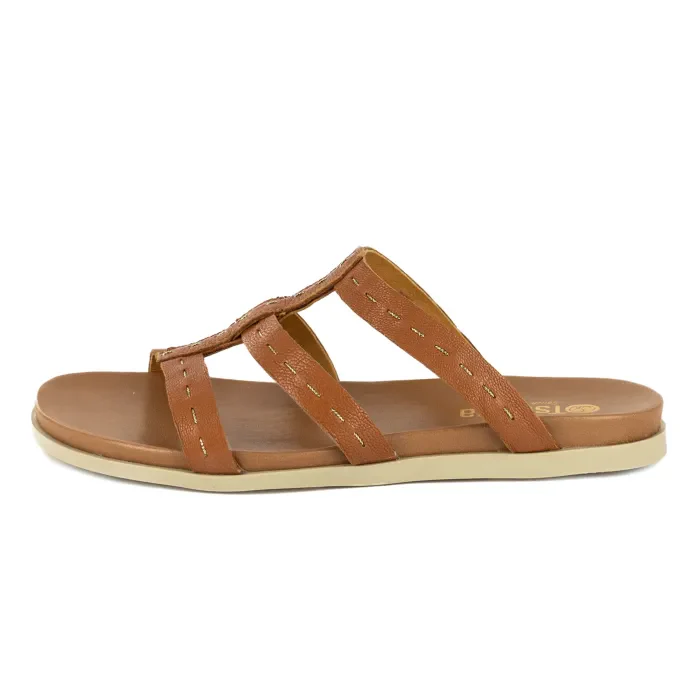 Zuwarah : Ladies Leather Sandal in Oak - Image 3